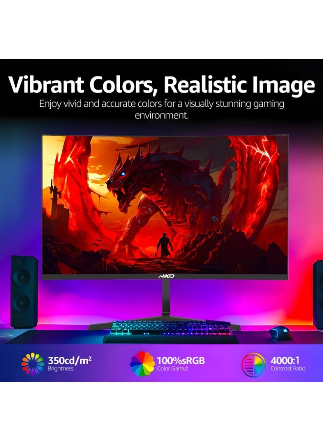 نيكو شاشة ألعاب نيكو منحنية 27 بوصة دقة 2K QHD، معدل تحديث 165 هرتز، دقة 2560x1440، استجابة 1 مللي ثانية، منافذ DisplayPort وHDMI، تقنية حماية العين، موديل 27NMSX - أسود - Image 5